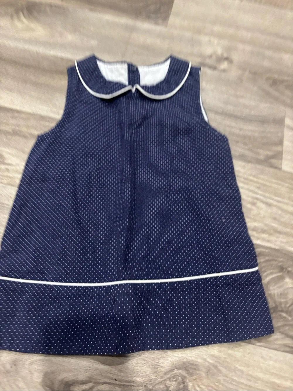 Gymboree Navy Dot Peter Pan Collar Dress with White Trim